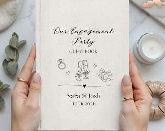 Custom Engagement Party Hardcover Lined Guest Book, Future Mr and Mrs Engaged Sign Book, Engaged Guest Book, Personalized Engagement Book