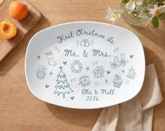 Custom First Christmas Married Grilling Platter, Personalized Grilling Serving Platter, Grilling Gift Platter, First Married Year Gift