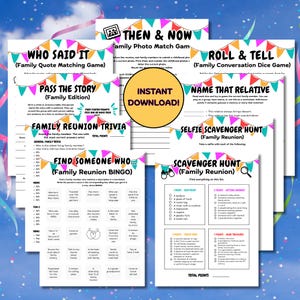 Family Reunion Games Printable, Reunion Ideas, Extended Family, Family Reunion Bingo, Family Reunion Fun, Reunion Game Bundle