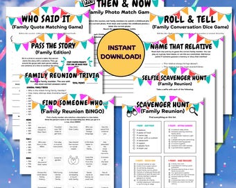 Family Reunion Games Printable, Reunion Ideas, Extended Family, Family Reunion Bingo, Family Reunion Fun, Reunion Game Bundle