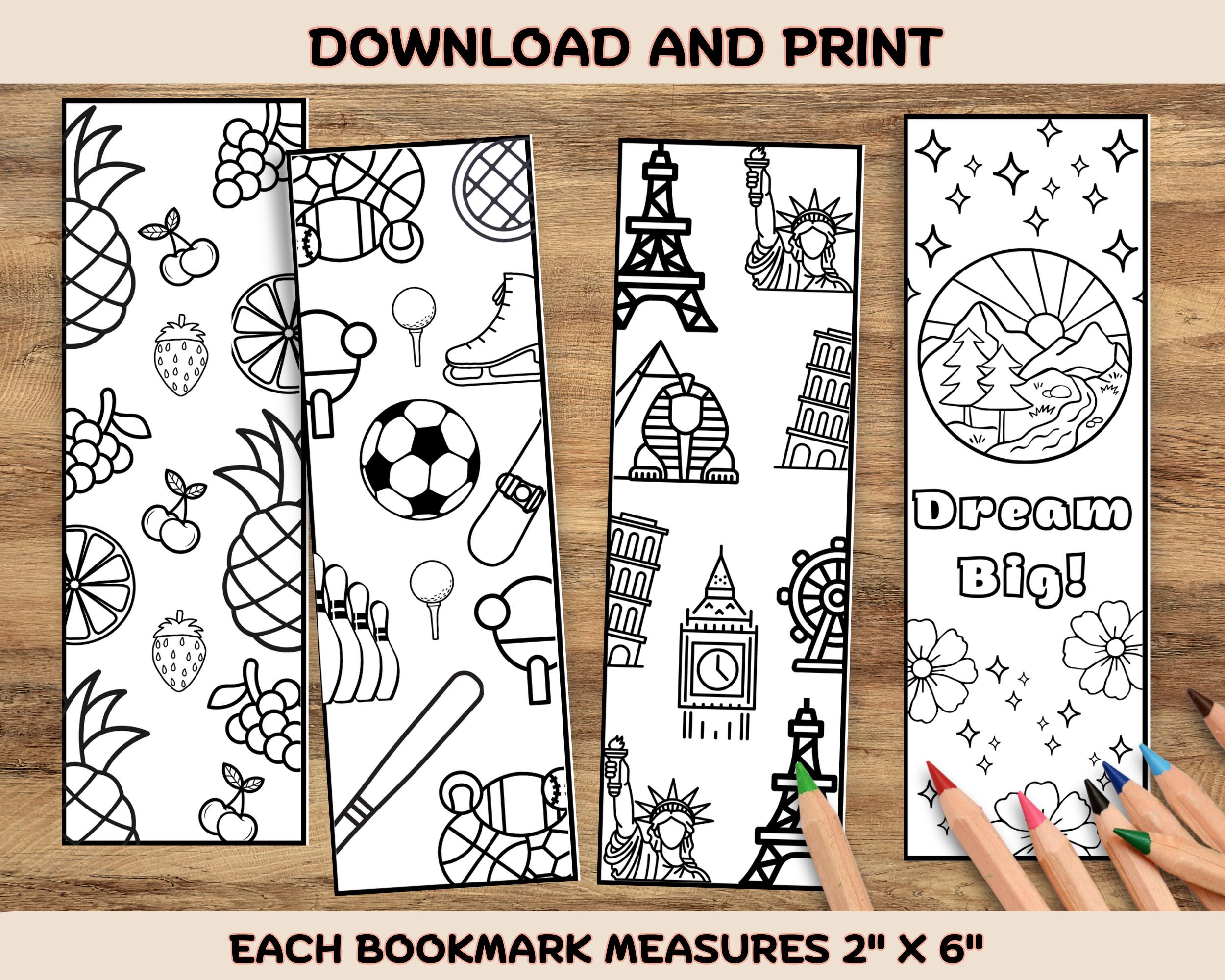 Printable Bookmark Coloring Pages, Reading Log Tracker, Whimsical ...