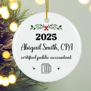 Custom CPA Ceramic Ornament, CPA Accounting Gift, New cpa Gift, CPA Christmas Gift, New Accounting Job
