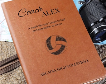 Custom Volleyball Coach Leather Journal, Volleyball Coach Gift From Team, Volleyball Keepsake, Coach Notebook, Coach Thank You Gift