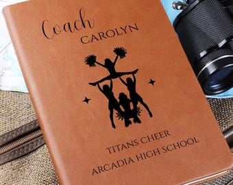 Custom Cheer Coach Leather Journal, Cheer Competition Coach Gift, Coach Gift From Team, Personalized Cheerleading Coach Gift