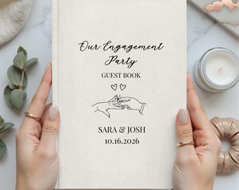 Custom Engagement Party Hardcover Lined Guest Book, Future Mr and Mrs Engaged Sign Book, Engaged Guest Book, Personalized Engagement Book