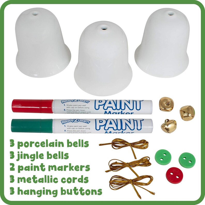 Christmas Crafts Design Your Own Porcelain Bells Craft Kit for Kids