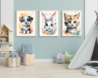 Playful Puppy| Nursery Wall Art | Adorable Dog Printable Decor | Digital Download ALL 5 Sizes | puppy ONLY |Bundle Available
