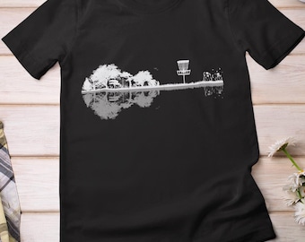 Tee de disc golf, guitarra de disc golf, disc golfista, amantes de los deportes, mujeres, hombres, atuendo divertido