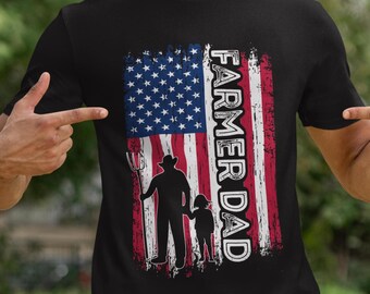 Camisa de la bandera estadounidense de papá granjero, amantes de la agricultura, dueños de granjas, hombres granjeros, camisa vintage para el día del padre