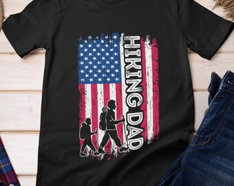 Hiking Dad American Flag Shirt, Hiking Outdoor Activities Lovers Hiker Dad Men Father's Day Shirt