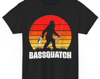 Fishing Shirt, Bigfoot Fishing Shirt, Bassquatch Fishing Lovers T-shirt, Fisherman Women Men Vintage Shirt