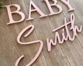 Personalised Baby Shower Sign: 3D Printed Surname Lettering for Backdrops