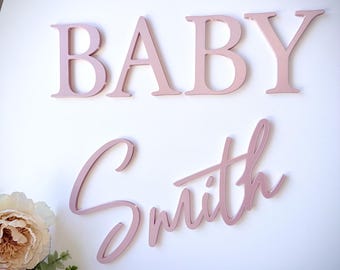 Personalised Baby Shower Sign: 3D Surname Lettering for Backdrops & Arches