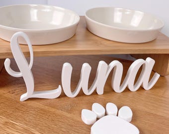 Pet Name Sign with Paw Print: Custom 3D Printed Eco Friendly Pet Decor