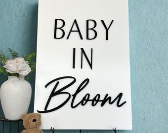 Baby In Bloom Sign for Backdrops: Floral Baby Shower Decor