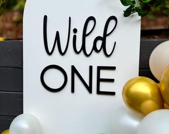 Wild One Sign for Backdrops: Safari or Jungle First Birthday Decor