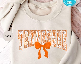 Sweat-shirt en toile fleuri Tennessee : nœud orange, style Game Day du Sud