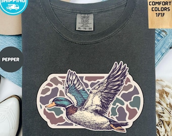 Camo Fliegen-Stockenten-Shirt: Jagdsaison-Komfortfarben-T-Stück