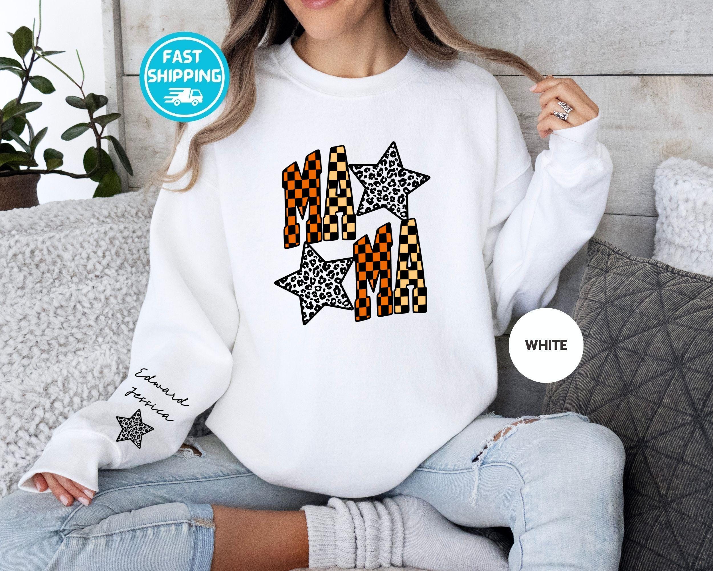 Fall Mama Sweatshirt: Custom Mama Hoodie Retro Checkered Mom