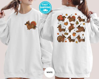 Funny Thanksgiving Dachshund Sweatshirt, Turkey Wiener Dog Hoodie