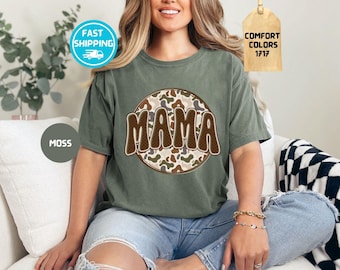 Koszulka Comfort Colors® Camouflage Mama: świąteczny prezent dla mamy, damska koszulka w kamuflażu