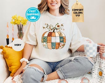 Comfort Colors Pumpkin Patch Shirt: Floral Fall Vibes Tee