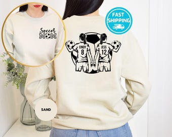 Soccer Mom Sweatshirt With Kids Name & Jersey Number, Soccer Season Mama Sweater Gift