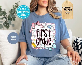 Comfort Colors 1st Grade Teacher-shirt: preppy back-to-school-T-shirt
