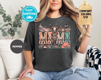 Camiseta Comfort Colors Western Mama: Camiseta Howdy Cow