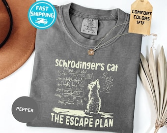 Maglietta Comfort Colors® con il gatto di Schrödinger, maglietta divertente per insegnanti di fisica, maglietta per scienziati della fisica