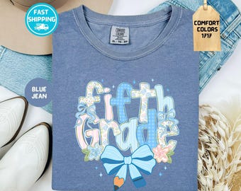 Comfort Colors Fifth Grade Teacher Shirt, Coquette Bow T-shirt