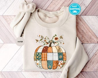 Sweater met pompoenpatch, seizoenstrui pompoen, herfsthoodie, herfstsfeer