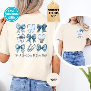 Comfort Colors® Personalization Dental Shirt, Good Day to Save Teeth, Dentist Gift, Dental Hygiene, Dental Assistant, Dental Student Shirt