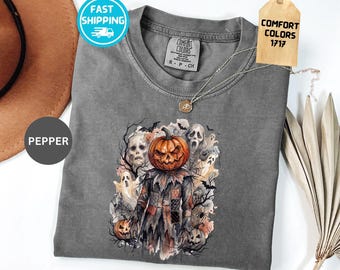 Comfort Colors® Horror Pumpkin Head  Shirt, Vintage  Ghost Tee, Scarecrow Spooky Season T-Shirt