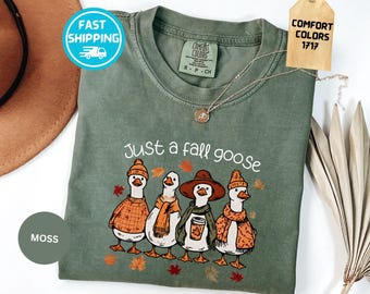 Comfort Colors® Just A Fall Goose Shirt, Autumn Graphic Tee, Cozy Fall Shirt, Thanksgiving Shirt, Goose Lover Gift for Her
