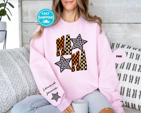 Fall Mama Sweatshirt: Custom Mama Hoodie Retro Checkered Mom