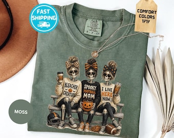 Comfort Colors Halloween Football Mom Shirt, Skeleton Mama T-Shirt, Bleacher Creature Tee, Football Clothing