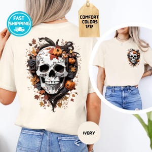 Comfort Colors Floral Skeleton Shirt: Spooky Halloween Skull Tee