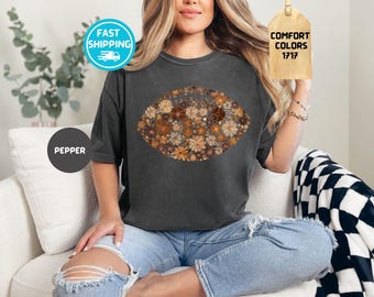 Comfort Colors Floral Football Mom Shirt: Fall Shirt Boho Tee For Women