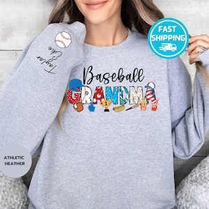 Personalized Baseball Grandma Sweatshirt: Custom Grandkids Name, Sport Gift