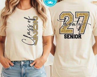 Camiseta de la promoción de 2027: Camiseta de graduación de instituto, sin purpurina.
