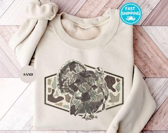 Turkey Camo Hunting Sweatshirt: Marsh Camouflage, Game Hunting