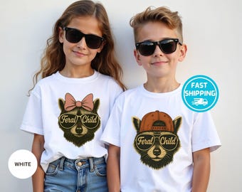 Feral Child Shirt, Funny Racoon Tee, Animal Boy Girl Shirt, Sarcastic Saying T-shirt