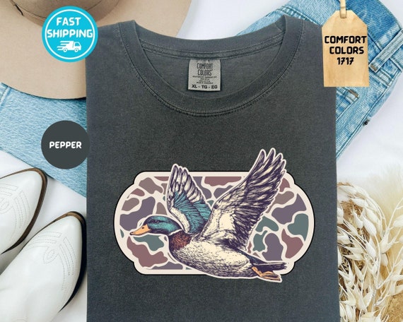 Camo Flying Mallard Shirt: Hunting Season Comfort Colors Tee