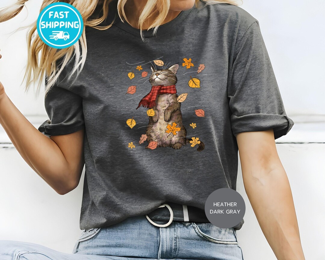 Funny Cat Thanksgiving Shirt: Autumn Leaves Tree, Cat Lover Gift - Etsy