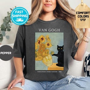 Comfort Colors Cat Shirt, Funny Cat Shirt, Van Gogh Shirt, Cat Meme Shirt, Black Cat T Shirt, Art Shirt, Cat Lover Tee, Kitty Lover Gift Tee