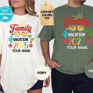 Comfort Colors Family Vacation 2025 Shirt, Custom Family Trip Shirt, Summer Vacation Tees, Family Summer Gift, Family Beach Shirt