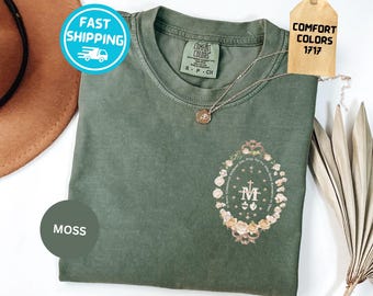 Comfort Colors Tee, Marian Catholic T-Shirt: Virgin Mary Floral Design Shirt