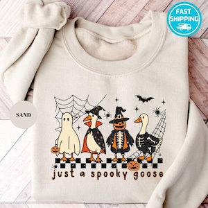 Spooky Goose Halloween Sweatshirt, Just a Spooky Goose, Funny Goose Skeleton Witch Pumpkin ,Spooky Hoodie, Funny Halloween Sweater