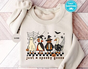 Sudadera de Halloween de Spooky Goose: Divertida calabaza bruja esqueleto